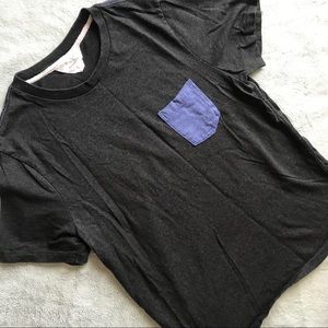 Rag & Bone Patch Pocket T-Shirt Blue Gray Pullover